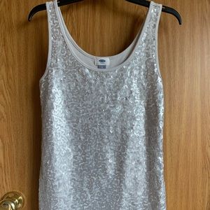 Grey and Silver Sequined Old Navy Tank Top sz L